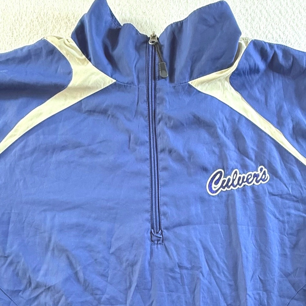 Culver's Windbreaker Jacket Mens XL Blue 1/4 Zip Mesh Lined Pullover